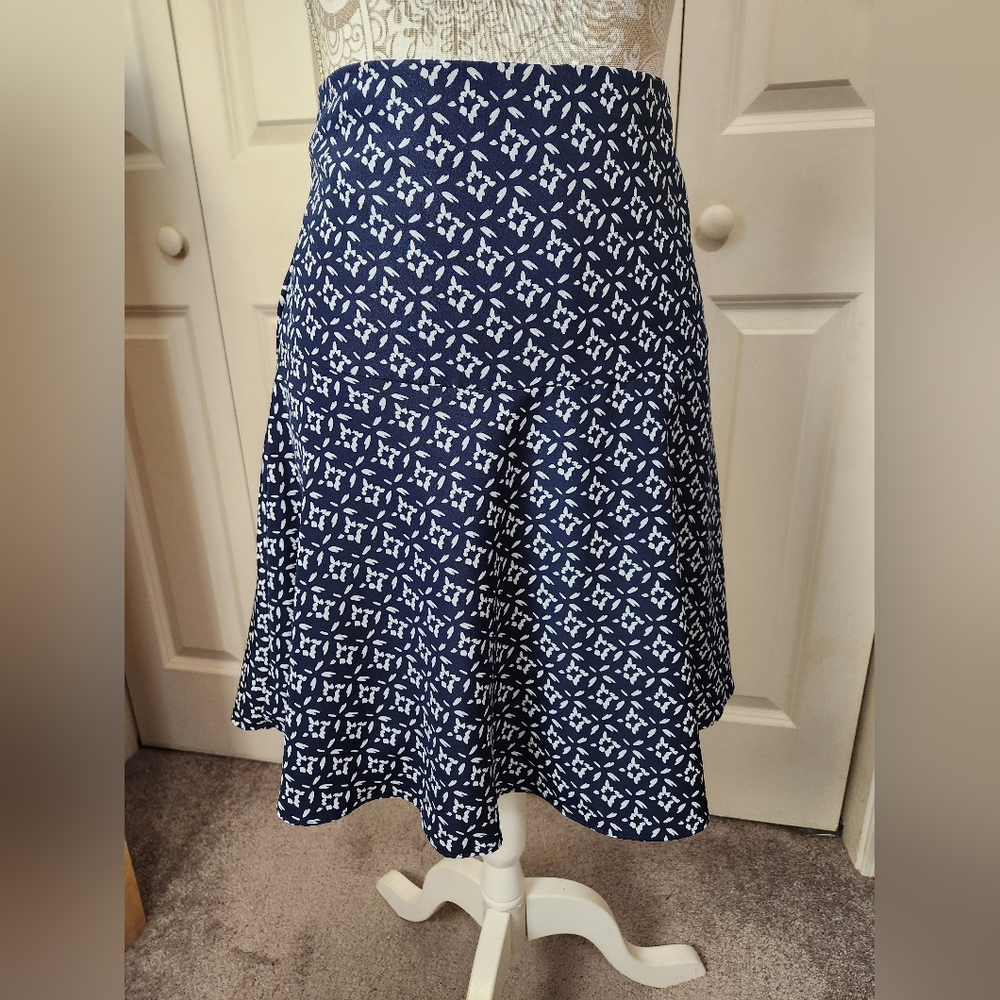 Lauren Ralph Lauren Classic Nautical Navy/White Flared A-Line Skirt Size 12P